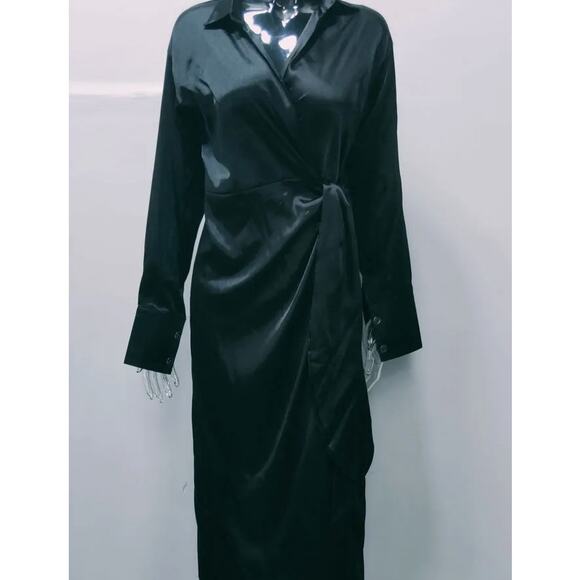 Flowy Fall Maxi Dress High Waist Split  | Size XL | Chicgenes - Picture 4 of 6